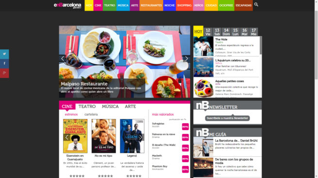 Homepage of the online city magazine enBarcelona